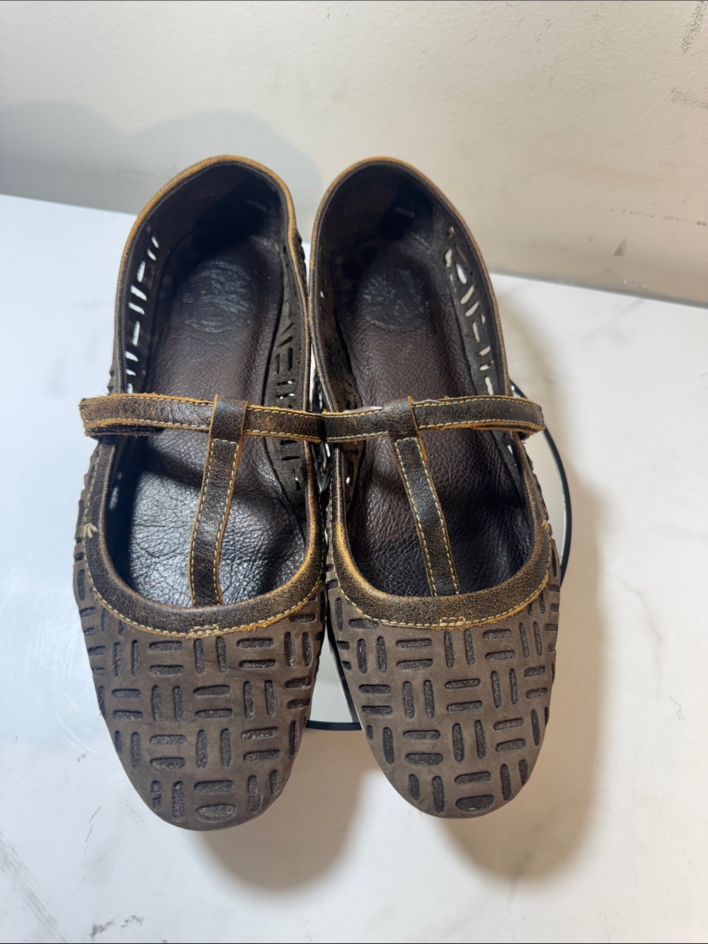 🚫SOLD🚫Timberland Brown Laser-Cut Mary Jane Flats - Women’s Size 8W - Picture 8 of 10